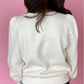 Solid Puff Sleeve Round Neck Pullover Sweatshirt