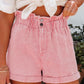 Vintage Washed Frilled High Waist Denim Shorts