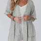Ruffled Trim Half Sleeve Open Front Kimono