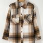 Plaid Print Flap Pocket Button Up Shacket