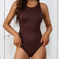 Solid Color Ribbed Sleeveless Sport Romper