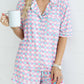 Checkered Pattern Short Sleeve Pajamas Set