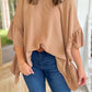 Plus Size Ruffled Batwing Sleeve V Neck Blouse