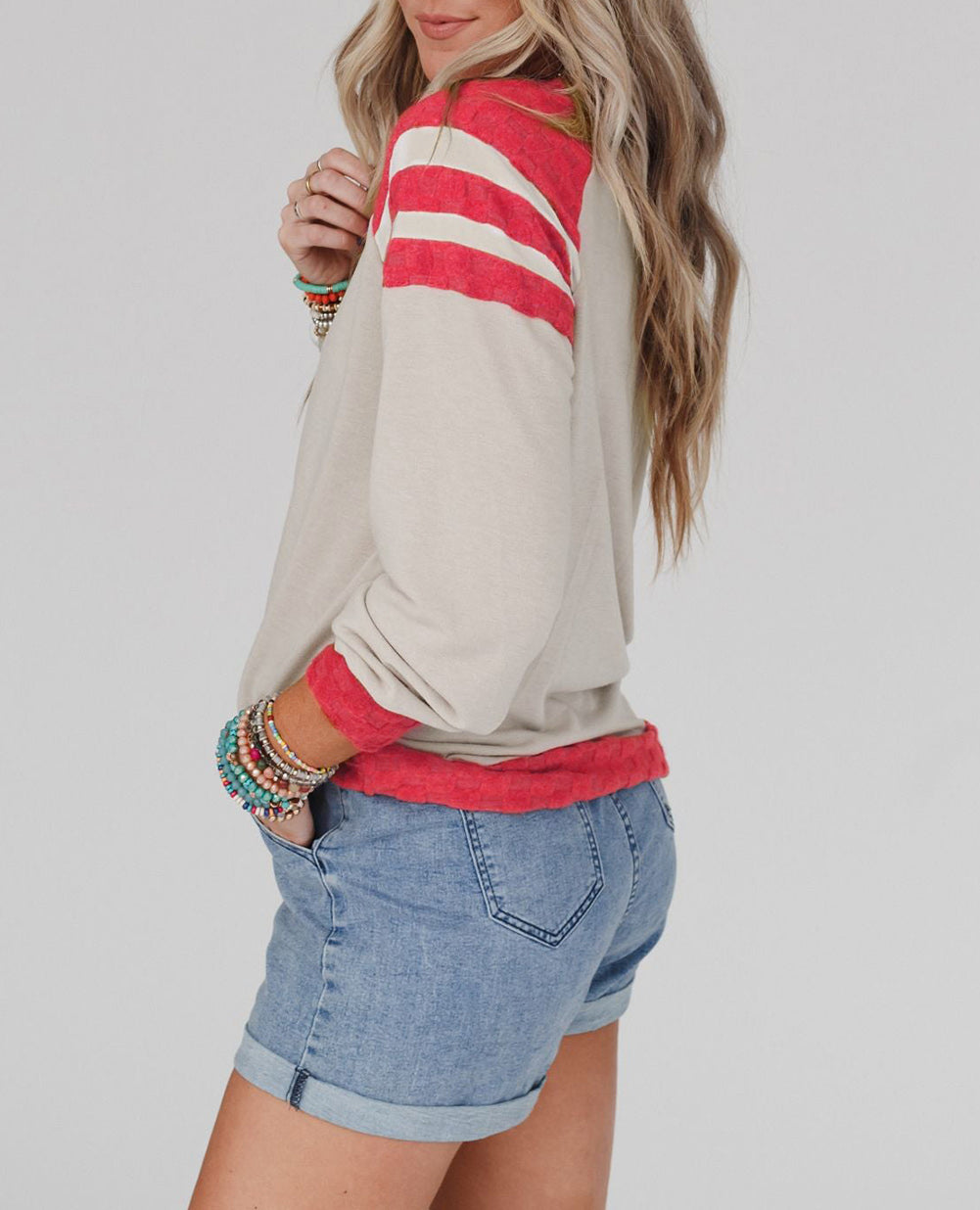 Color Block Raglan Long Sleeve Top