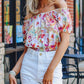 Floral Print Off Shoulder Puff Sleeve Blouse