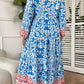 Vintage Floral Color Block Notch Neck Plus Size Dress