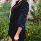 Sequin Puff Sleeve Buttoned Velvet Peplum Shirt