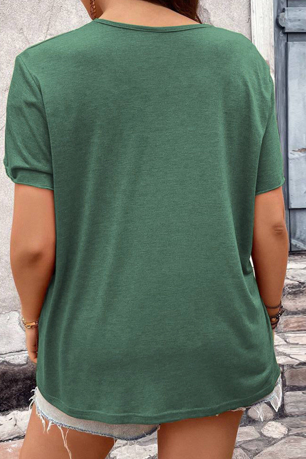 Plus Size Embroidery V Neck Draped Sleeve Blouse