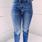 Asymmetrical Skew Button Zip Fly Skinny Jeans