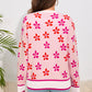 Flower Print Crew Neck Sweater