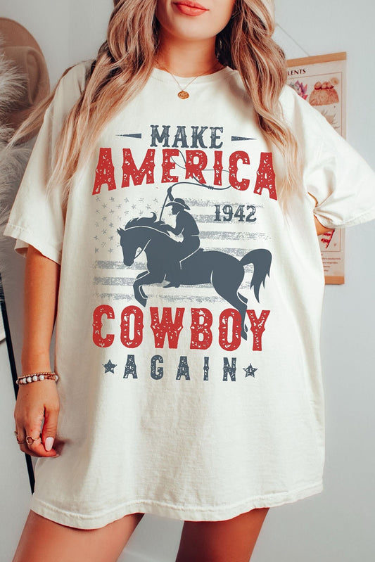 AMERICA COWBOY Graphic Western Fashion Tunic T Shirt