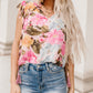 Floral Print Tassel Tie Short Sleeve Blouse