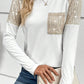 Sequin Patch Chest Pocket Raglan Sleeve Top