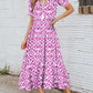 V Neck Casual Geometric Print Maxi Dress