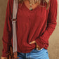 V Neck Center Seam Long Sleeve Tee