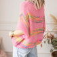 Colorful Stripes 3/4 Sleeve Loose Sweater
