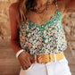 Green Embroidered Boho Floral Camisole