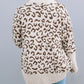Fuzzy Leopard Ribbed Trim Lapel Collar Cardigan