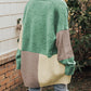 Colorblock Draped Open Front Chunky Cardigan