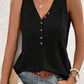 Half Button V Neck Patched Pocket Tank Top