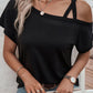 Asymmetric Criss Cross One Shoulder T Shirt