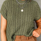 Crew Neck Cable Knit Short Sleeve Sweater