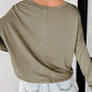Loose V Neck Dropped Long Sleeve Top
