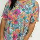 Plus Size Floral Print Short Sleeve Flowy Top