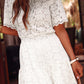 Scalloped Floral Lace Crochet Short Sleeve Mini Dress