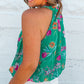 Floral Print Buttoned Neckline Tank Top
