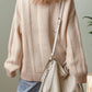 Solid Color Cable Knit Ribbed Loose Sweater