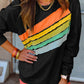 Rainbow Colorblock Striped Pullover Sweatshirt