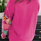 Plus Size Printed Patchwork Sleeve Split Sweatshirt