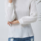 Ribbed Crewneck Puff Long Sleeve Top