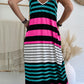 Mixed Stripes Spaghetti Straps V Neck Maxi Dress