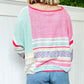 Color Block Striped Three-Quarter Sleeve Knitted Top