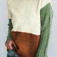Ribbed Trim Color Block Sweater