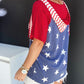 Stars and Stripes Print Drawstring Hooded T Shirt