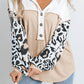 Leopard Sleeve Patchwork Waffle Knit Top
