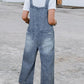 Distressed Bib Pocket Wide Leg Denim Overall