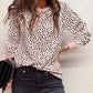Animal Spotted Print Round Neck Long Sleeve Top