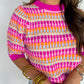Striped Knitted Short Sleeve Sweater Top