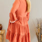 Orange Embroidered Tiered Ruffle Dress