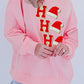 Sequin Christmas Hat HO HO HO Graphic Pullover Sweatshirt