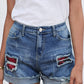 Patchwork Rolled Hem Denim Shorts