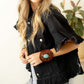 Raw Edge Ruffled Short Sleeve Denim Jacket