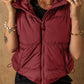 Zip-up Side Pockets Hooded Puffer Vest