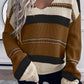 Striped Pattern Knit V Neck Sweater