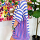 Stripe Patchwork Exposed Seam Drop Shoulder Oversized Top