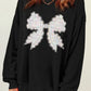 Rhinestone Decor Bowknot Graphic Pullover Sweatshirt